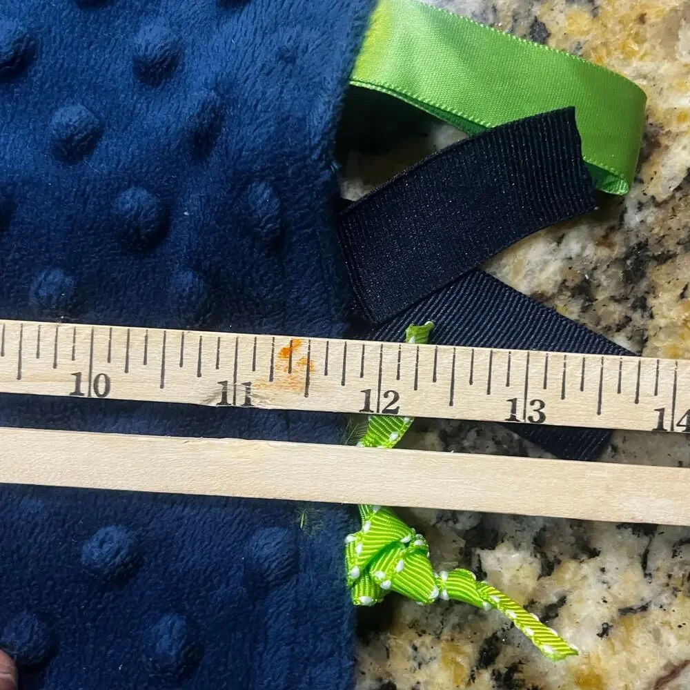 Blue Tennis Sensory Security Blanket Lovey‎ Navy Minky Ribbon Tabs Baby